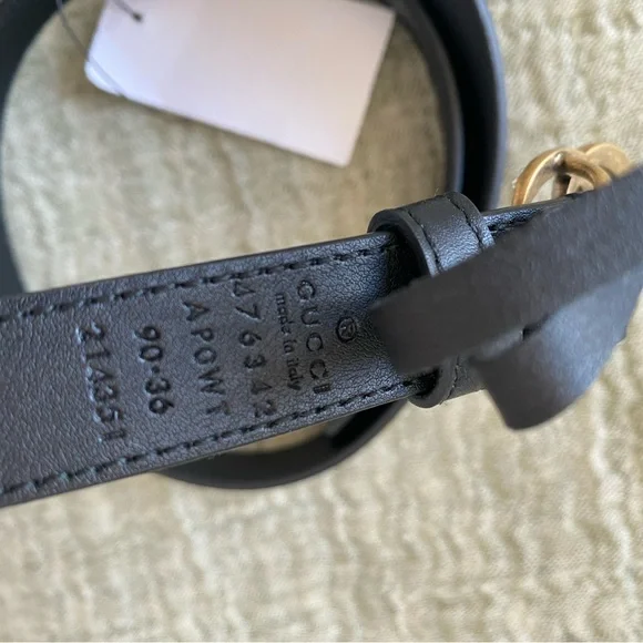 NWT Gucci Black and Gold w Pearl Women's Belt - Picture 6 of 14